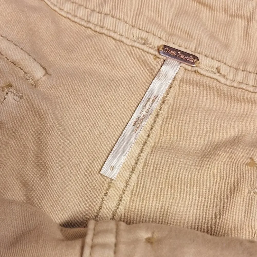 Free people cream khaki utility cargo mini shorts Y2K casual boho granola girl
